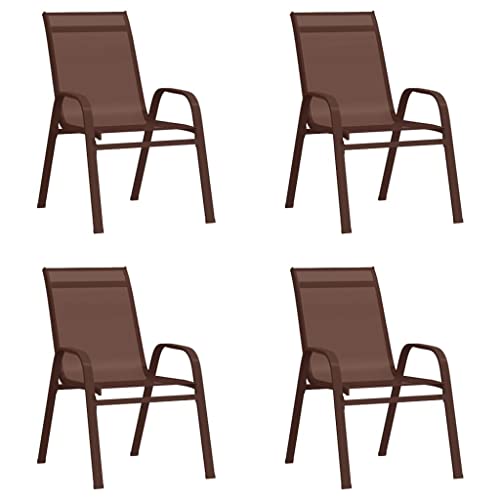 Qnhdfrt Stapelbare Gartenstühle 4er Set Braun Textilene Outdoor Möbel Robust und Langlebig für Garten Balkon Camping Qnhdfrt Stapelbare Gartenstühle 4er Set Braun Textilene Outdoor Möbel Robust und Langlebig für Garten Balkon Camping von Qnhdfrt