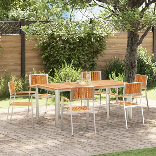 Qnhdfrt Stapelbare Gartenstühle 6er Set Massivholz Akazie Outdoor Stühle Braun Rechteckig für Terrasse Balkon und Garten Elegantes Design Robustheit von Qnhdfrt
