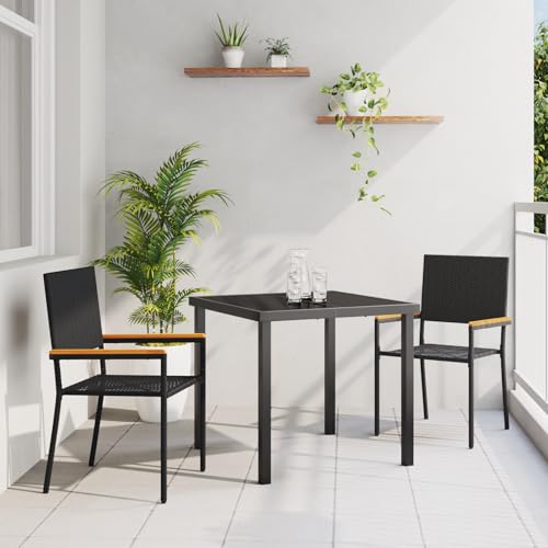 Qnhdfrt Stapelbare Gartenstühle Schwarz Poly-Rattan 2er Set Modernes Design Ergonomisch UV-beständig für Terrasse Balkon Garten Outdoor Qnhdfrt Stapelbare Gartenstühle Schwarz Poly-Rattan 2er Set Modernes Design Ergonomisch UV-beständig für Terrasse Balkon Garten Outdoor von Qnhdfrt
