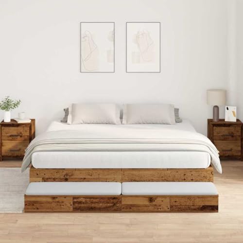 Qnhdfrt Stauraum Bettgestell aus altem Holz 200x200 cm Modernes Design mit 8 Schubladen Robustes Holzwerkstoff Material bis 200 kg Belastbar für Schlafzimmer Qnhdfrt Stauraum Bettgestell aus altem Holz 200x200 cm Modernes Design mit 8 Schubladen Robustes Holzwerkstoff Material bis 200 kg Belastbar für Schlafzimmer von Qnhdfrt