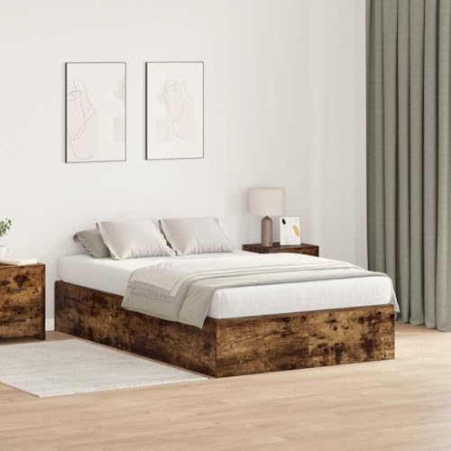 Qnhdfrt Stauraum Bettgestell aus massiver Eiche 120 x 200 cm Modernes Design mit 8 Staufächern Robustes Schlafzimmermöbel für Erwachsene und Gäste Qnhdfrt Stauraum Bettgestell aus massiver Eiche 120 x 200 cm Modernes Design mit 8 Staufächern Robustes Schlafzimmermöbel für Erwachsene und Gäste von Qnhdfrt