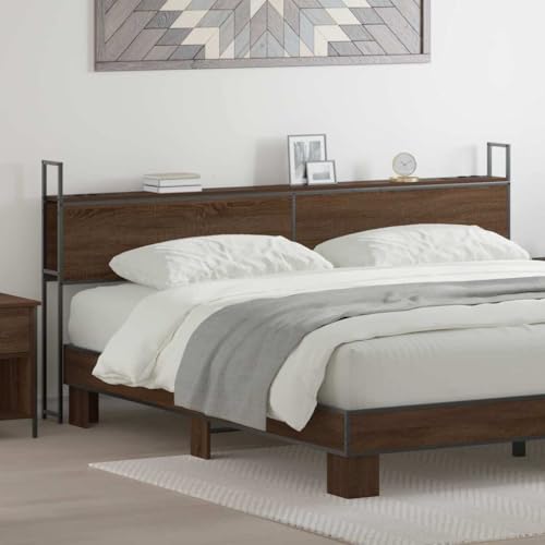 Qnhdfrt Stauraum Kopfteil 200 cm in Brauner Eiche aus robustem Holzwerkstoff mit integrierter Ladestation USB A C und 2 AC Steckdosen Modernes Design für Schlafzimmer und Gästezimmer von Qnhdfrt
