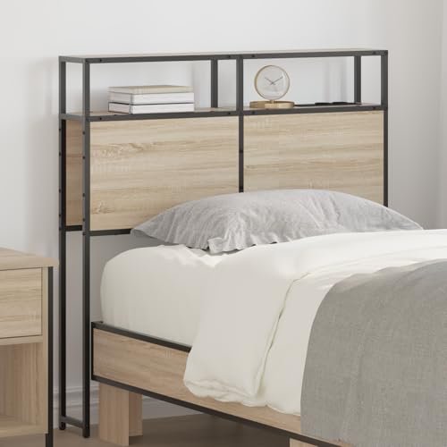 Qnhdfrt Stauraum Kopfteil Bett Sonoma Eiche 75 cm Modernes Design mit USB-C Steckdose Langlebige Holzwerkstoff Wandmontage für Schlafzimmer von Qnhdfrt