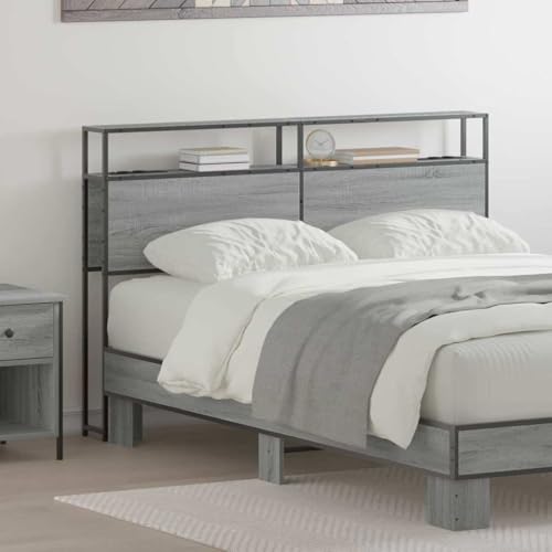 Qnhdfrt Stauraum Kopfteil Grau Sonoma 135 cm Holzwerkstoff mit USB-C Ladefunktion Modernes Design Robust und Langlebig für Schlafzimmer Jugendzimmer von Qnhdfrt