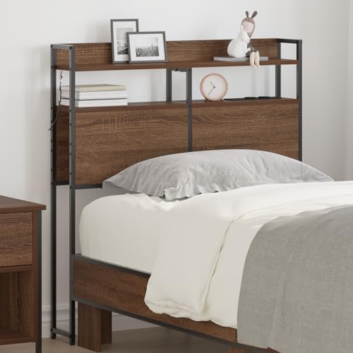 Qnhdfrt Stauraum Kopfteil für Bett 75 cm in Braune Eiche Holzwerkstoff mit LED Beleuchtung Moderne Headboard mit USB C und Steckdosen für Schlafzimmer Jugendzimmer Qnhdfrt Stauraum Kopfteil für Bett 75 cm in Braune Eiche Holzwerkstoff mit LED Beleuchtung Moderne Headboard mit USB C und Steckdosen für Schlafzimmer Jugendzimmer von Qnhdfrt