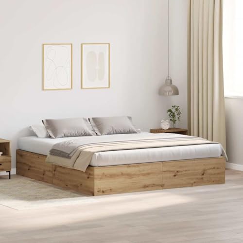 Qnhdfrt Stauraumbett Artisan Eiche 200x200 cm Modernes Bettgestell mit Integriertem Stauraum aus Massivholz Robuste Konstruktion bis 200 kg für Schlafzimmer Qnhdfrt Stauraumbett Artisan Eiche 200x200 cm Modernes Bettgestell mit Integriertem Stauraum aus Massivholz Robuste Konstruktion bis 200 kg für Schlafzimmer von Qnhdfrt
