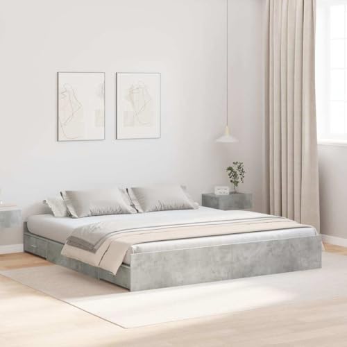 Qnhdfrt Stauraumbett Betongrau 200 x 200 cm Modernes Bettgestell mit Integriertem Stauraum und Schubladen Robuste Konstruktion aus Holzwerkstoff für Schlafzimmer Qnhdfrt Stauraumbett Betongrau 200 x 200 cm Modernes Bettgestell mit Integriertem Stauraum und Schubladen Robuste Konstruktion aus Holzwerkstoff für Schlafzimmer von Qnhdfrt