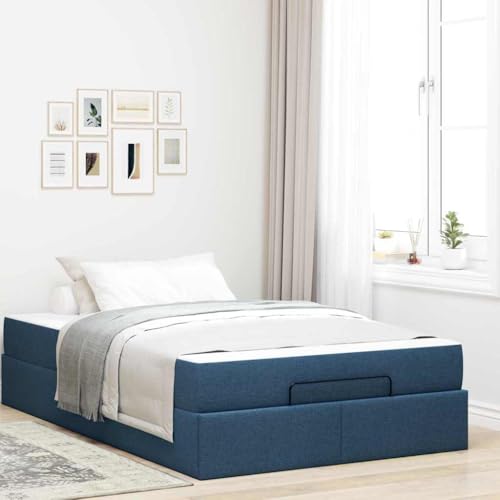Qnhdfrt Stauraumbett Blau 120 x 200 cm Modernes Bettgestell mit Matratze und Integriertem Stauraum für Schlafzimmer von Qnhdfrt