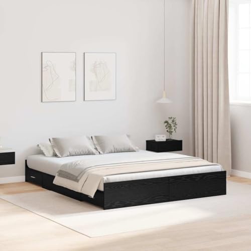 Qnhdfrt Stauraumbett Gestell 150 x 200 cm in Schwarze Eiche Modernes Design mit Integrierten Schubladen Robuste Konstruktion aus Holzwerkstoff für Schlafzimmer Qnhdfrt Stauraumbett Gestell 150 x 200 cm in Schwarze Eiche Modernes Design mit Integrierten Schubladen Robuste Konstruktion aus Holzwerkstoff für Schlafzimmer von Qnhdfrt