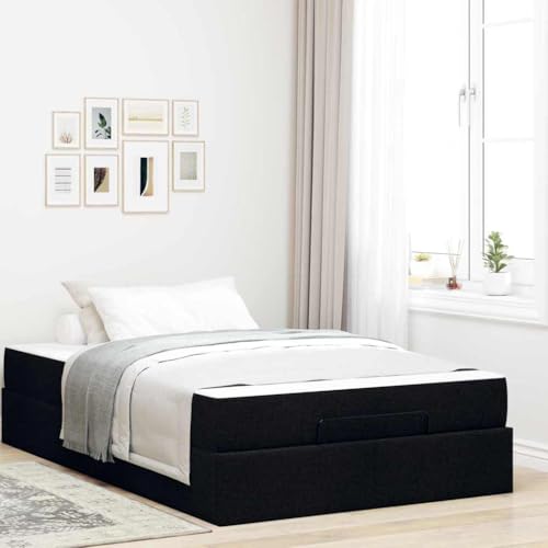 Qnhdfrt Stauraumbett Schwarz 120 x 200 cm Modernes Bettgestell mit Matratze und Integriertem Stauraum für Schlafzimmer von Qnhdfrt