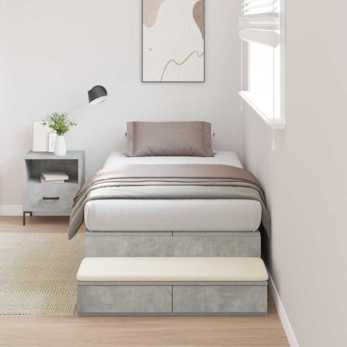 Qnhdfrt Stauraumbettgestell Beton Grau 75x190 cm Modernes Bett mit 2 Schubladen aus Holzwerkstoff Robuste 100 kg Tragkraft Minimalistisches Design für Schlafzimmer Qnhdfrt Stauraumbettgestell Beton Grau 75x190 cm Modernes Bett mit 2 Schubladen aus Holzwerkstoff Robuste 100 kg Tragkraft Minimalistisches Design für Schlafzimmer von Qnhdfrt