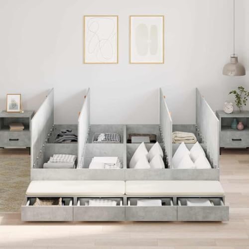 Qnhdfrt Stauraumbettgestell Betongrau 200x200 cm Modernes Design mit 8 Schubladen Robuster Holzwerkstoff bis 200 kg Tragkraft Praktische Aufbewahrung für Schlafzimmer Qnhdfrt Stauraumbettgestell Betongrau 200x200 cm Modernes Design mit 8 Schubladen Robuster Holzwerkstoff bis 200 kg Tragkraft Praktische Aufbewahrung für Schlafzimmer von Qnhdfrt