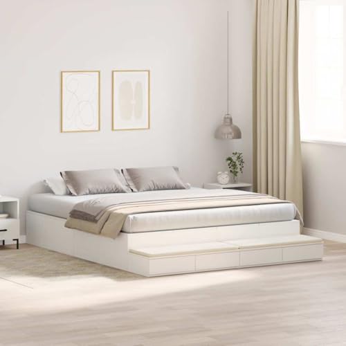 Qnhdfrt Stauraumbettgestell Weiß 200x200 cm Modernes Design mit 8 Schubladen Robustes Holzwerkstoff Material bis 200 kg Belastbarkeit Praktische Aufbewahrung für Schlafzimmer Qnhdfrt Stauraumbettgestell Weiß 200x200 cm Modernes Design mit 8 Schubladen Robustes Holzwerkstoff Material bis 200 kg Belastbarkeit Praktische Aufbewahrung für Schlafzimmer von Qnhdfrt