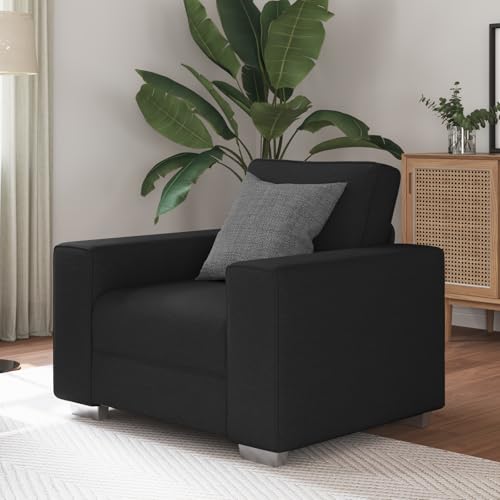 Qnhdfrt Stoff Sessel Schwarz 59 cm Ergonomischer Relaxsessel für Wohnzimmer mit Abnehmbarem Kissen und Stabilem Rahmen von Qnhdfrt