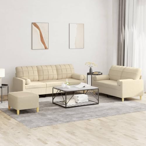 Qnhdfrt Stoff Sofagarnitur 2+3 Sitzer mit Hocker Creme Wohnzimmer Set Bequem und Strapazierfähig Qnhdfrt Stoff Sofagarnitur 2+3 Sitzer mit Hocker Creme Wohnzimmer Set Bequem und Strapazierfähig von Qnhdfrt