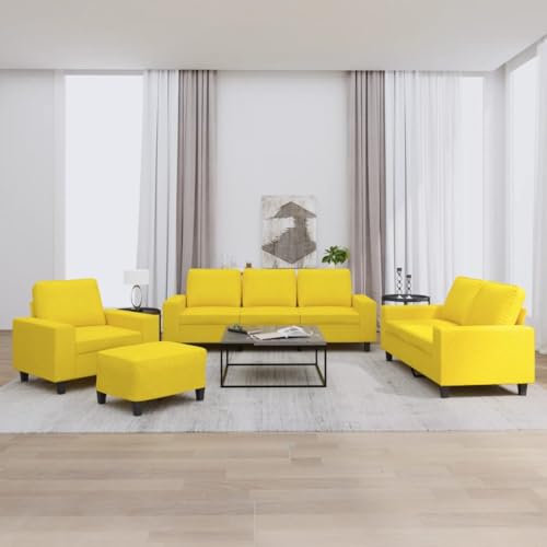 Qnhdfrt Stoff Sofagarnitur Hellgelb Set mit Sessel 2er Sofa 3er Sofa und Fußhocker Kompakte Wohnlandschaft für Wohnzimmer Qnhdfrt Stoff Sofagarnitur Hellgelb Set mit Sessel 2er Sofa 3er Sofa und Fußhocker Kompakte Wohnlandschaft für Wohnzimmer von Qnhdfrt