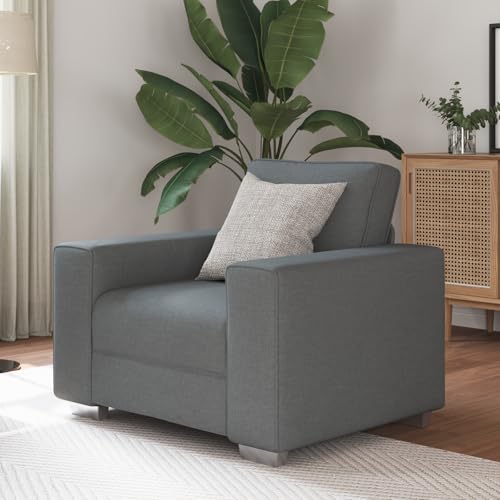 Qnhdfrt Stoffsessel Anthrazit Kompakt 59 cm Sitzbreite Moderner Relaxsessel für Wohnzimmer mit Geometrischem Design und Bequemer Boxkissen-Polsterung von Qnhdfrt