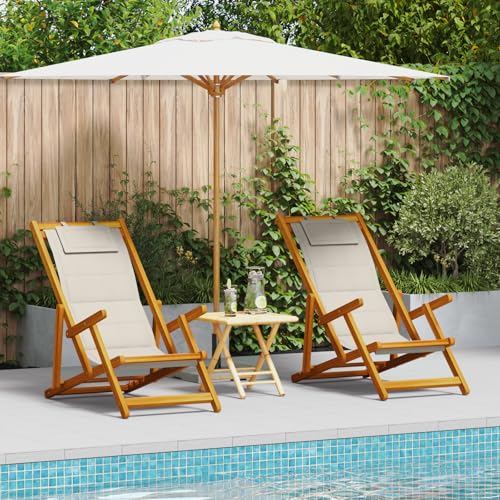 Qnhdfrt Strandstuhl 2er-Set Klappbar Hellgrau Akazienholz & Textilene Faltbarer Outdoor Stuhl für Garten Terrasse und Strand mit Verstellfunktion und Kopfkissen Qnhdfrt Strandstuhl 2er-Set Klappbar Hellgrau Akazienholz & Textilene Faltbarer Outdoor Stuhl für Garten Terrasse und Strand mit Verstellfunktion und Kopfkissen von Qnhdfrt