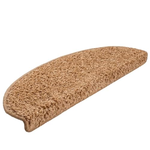 Qnhdfrt Stufenmatten 20 Stück Treppenstufen Teppich Beige 65x21x4 cm Halbrund Modernes Anti-Rutsch Design für Treppen im Wohnbereich Flur und Schlafzimmer von Qnhdfrt