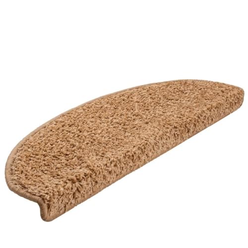 Qnhdfrt Stufenmatten 30 Stück Beige 65x21x4 cm Treppenstufen Teppich aus 100% PP Getuftet mit Doppelseitigem Klebeband Antirutsch und Schalldämmend für Innenbereich von Qnhdfrt