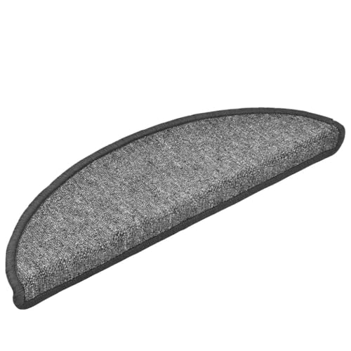 Qnhdfrt Stufenmatten 30 Stück Dunkelgrau Treppenmatten aus 100% PP Getuftet 56x17x3 cm Antirutsch Treppenteppich mit Selbstklebebändern für Innenbereich von Qnhdfrt
