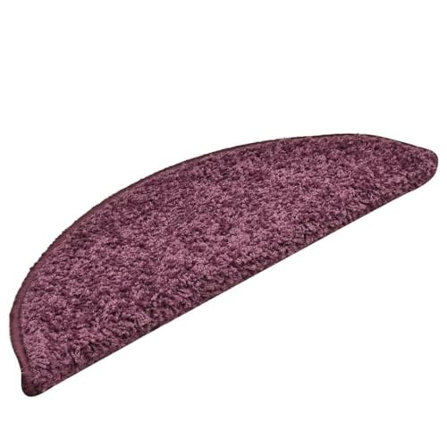 Qnhdfrt Stufenmatten 30 Stück Dunkelviolett 56x17x3 cm Treppenstufen Teppich aus 100% PP Getuftet mit Doppelseitigen Klebebändern Antirutsch und Schalldämmend für Innenbereich von Qnhdfrt