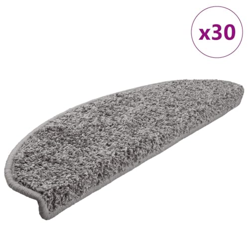 Qnhdfrt Stufenmatten 30 Stück Grau 65x21x4 cm Treppenmatten aus 100% PP mit doppelseitigem Klebeband Antirutsch und Schalldämmend für Innenbereich von Qnhdfrt