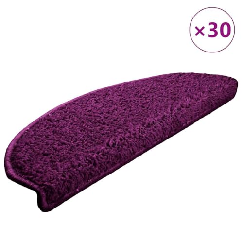 Qnhdfrt Stufenmatten 30 Stück Lila 65x21x4 cm Treppenstufen Teppich aus 100% PP Getuftet Selbstklebend Antirutsch für Innenbereich Modernes Design von Qnhdfrt