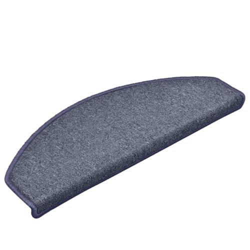 Qnhdfrt Stufenmatten 30er Set 65x24 cm Halbrund Dunkelgrau Blau aus 100% PP rutschhemmend selbstklebend waschbare Treppenstufen Teppich für Flur und Wohnzimmer von Qnhdfrt