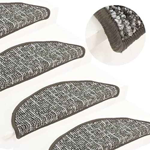 Qnhdfrt Stufenmatten Anthrazit 15 Stück 56x17x3 cm Selbstklebende Treppenmatten aus 100% PP Schalldämmend & Antirutsch für Innen und Außen Moderne Stufenteppiche von Qnhdfrt