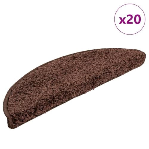 Qnhdfrt Stufenmatten Braun 20 Stück Treppenstufen Teppich 56x17x3 cm aus 100% PP Getuftet Selbstklebend Antirutsch für Innenbereich von Qnhdfrt