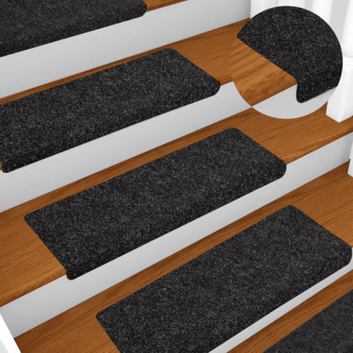 Qnhdfrt Stufenmatten Selbstklebend 10 Stück 65x21x4 cm Schwarz Antirutsch Treppenteppich aus Polypropylen mit Lärmreduzierung für Innenbereich von Qnhdfrt
