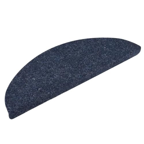 Qnhdfrt Stufenmatten Selbstklebend 10 Stück Blau Halbrund 56x17x3 cm Treppenstufen Teppich Antirutsch Lärmreduzierend aus Polypropylen für Innenbereich von Qnhdfrt