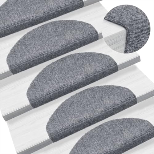 Qnhdfrt Stufenmatten Selbstklebend 10 Stück Hellgrau 65x21x4 cm Halbrund Treppenteppich Antirutsch Lärmreduzierend für Treppenstufen Modernes Design von Qnhdfrt