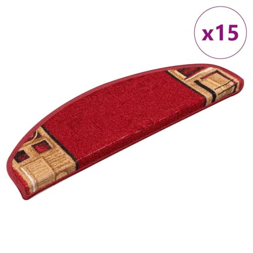 Qnhdfrt Stufenmatten Selbstklebend 15 Stück Rot 65x21x4 cm Treppenmatten aus 100% Polyamid Antirutsch & Schalldämpfend für Innenbereich von Qnhdfrt