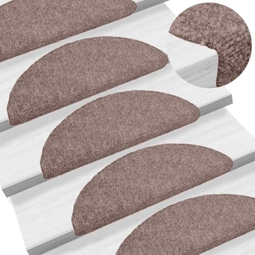 Qnhdfrt Stufenmatten Selbstklebend 20 Stück Creme 56x17x3 cm Halbrund Treppenteppich aus Polypropylen mit Rutschfestem Design für Wohnung Haus und Flur von Qnhdfrt