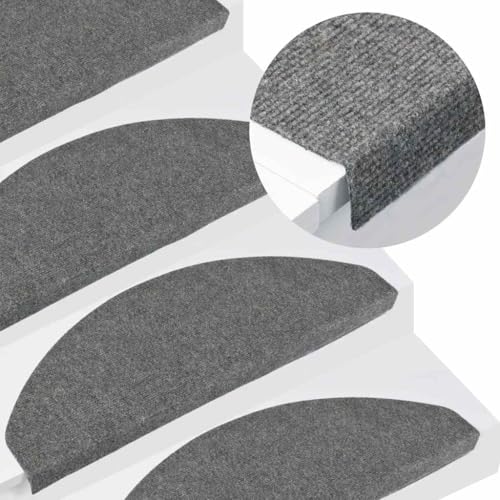 Qnhdfrt Stufenmatten Selbstklebend 20 Stück Grau Nadelfilz Treppenteppich 65x22 5x3 5 cm Antirutsch & Schalldämmend für Treppenstufen Innenbereich Modernes Design von Qnhdfrt