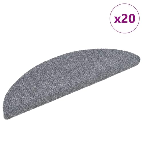 Qnhdfrt Stufenmatten Selbstklebend 20 Stück Hellgrau 56x17x3 cm Halbrund Treppenteppich aus Polypropylen mit Rutschschutz und Lärmreduzierung für Innenbereich von Qnhdfrt
