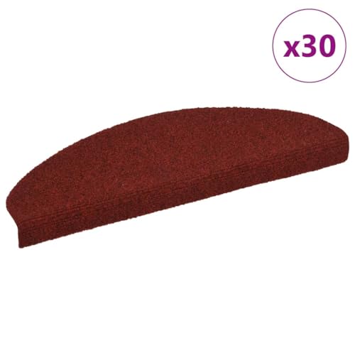 Qnhdfrt Stufenmatten Selbstklebend 30 Stück Bordeauxrot 65x21x4 cm Halbrund Treppenstufen Teppich Antirutsch Lärmreduzierend für Innenbereich von Qnhdfrt