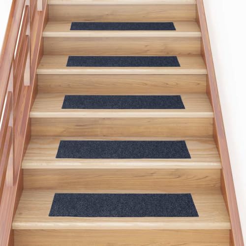 Qnhdfrt Stufenmatten Selbstklebend 30 Stück Graublau 76x20 cm Rechteckig rutschfeste Treppenmatten aus Polypropylen mit Lärmreduzierung für Indoor Treppenstufen von Qnhdfrt