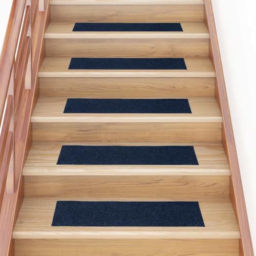 Qnhdfrt Stufenmatten Selbstklebend 30 Stück Marineblau 76x20 cm Rechteckig rutschfeste Treppenmatten aus Polypropylen mit Lärmreduzierung für Innenbereich Modernes Design von Qnhdfrt