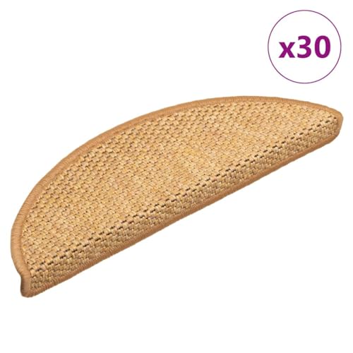Qnhdfrt Stufenmatten Selbstklebend 30 Stück Sisal-Optik 56x17x3 cm Antirutsch Treppenmatten aus Stoff für Innentreppen Modernes Design von Qnhdfrt