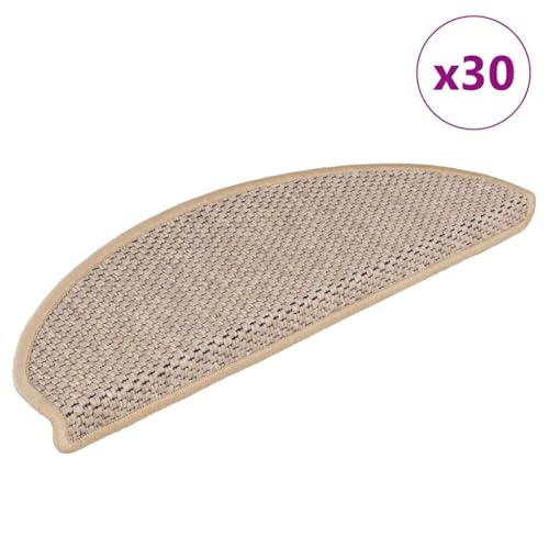 Qnhdfrt Stufenmatten Selbstklebend 30 Stück Sisal-Optik 65x21x4cm Treppenmatten aus strapazierfähigem Stoff Antirutschmatten für sicheren Halt bequem und schalldämmend von Qnhdfrt