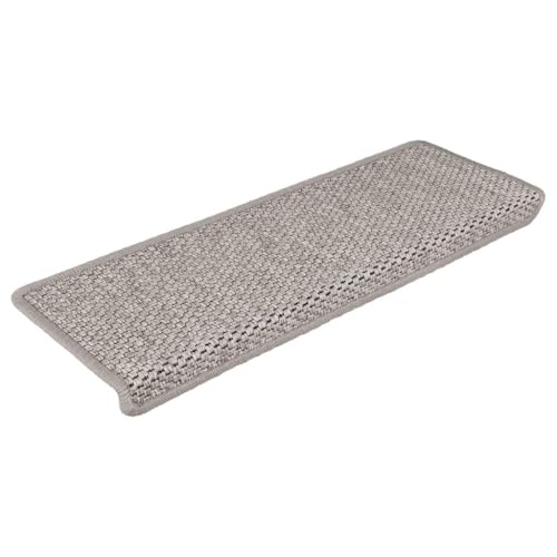 Qnhdfrt Stufenmatten Selbstklebend 30Stk Silbern Sisal-Optik 65x21x4cm Antirutsch Treppenteppich mit Klebebänder für Innenbereich Modernes Design von Qnhdfrt