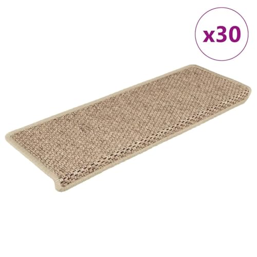 Qnhdfrt Stufenmatten Selbstklebend 30Stk Sisal-Optik Treppenmatten 65x21x4cm Sand Antirutschmatte für Treppenstufen Innen Modernes Design von Qnhdfrt