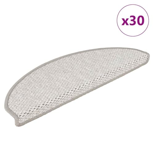 Qnhdfrt Stufenmatten Selbstklebend 30Stk. Sisal-Optik 65x21x4cm Platina Antirutsch Treppenteppich mit Waschbarem Stoff für Innenbereich von Qnhdfrt