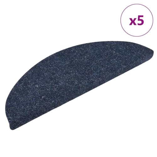 Qnhdfrt Stufenmatten Selbstklebend 5 Stück Blau Halbrund 56x17x3 cm Antirutsch Treppenteppich aus Polypropylen mit Lärmreduzierung für Innenbereich von Qnhdfrt
