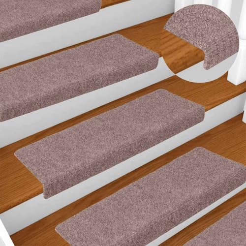 Qnhdfrt Stufenmatten Selbstklebend 5 Stück Creme 65x21x4 cm Treppenstufen Teppich Antirutsch mit Lärmreduzierung für Innenbereich Modernes Design von Qnhdfrt