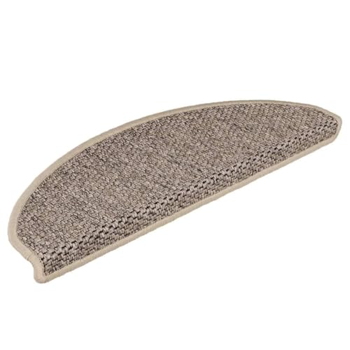 Qnhdfrt Stufenmatten Selbstklebend Sisal-Optik 30 Stück 65x21x4cm Antirutsch Treppenmatten aus Stoff für Innentreppen Modernes Design Dunkelbeige von Qnhdfrt