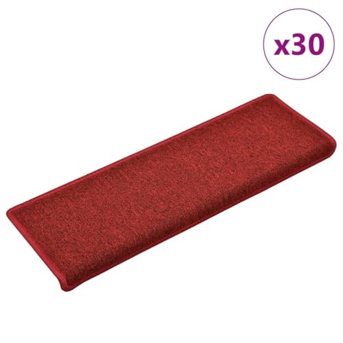 Qnhdfrt Stufenmatten Set 30 Stück Treppenstufen Teppich Rot 65x21x4 cm Selbstklebend Antirutschmatte aus 100% Polypropylen für Innenbereich Modernes Design von Qnhdfrt